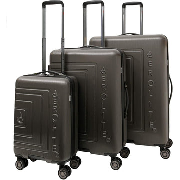 Aerolite Lightweight ABS Hard Shell 8 Wheel Complete Luggage Set (Cabin 21" + Medium 25" + Large 29"), Approved for Ryanair, easyJet, British Airways, Virgin Atlantic, Flybe and Many More